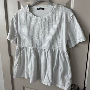 Zara White Textured Blouse